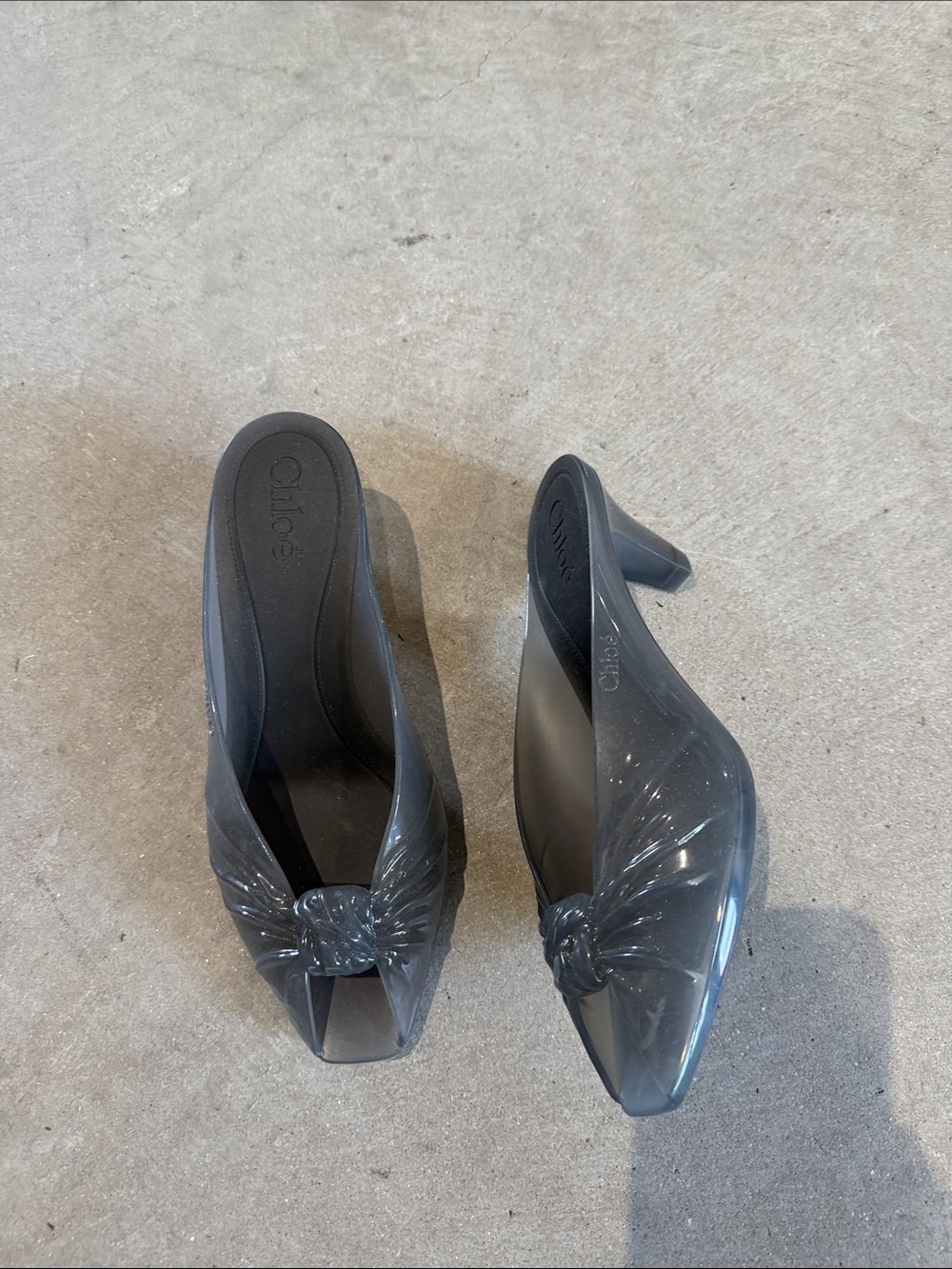 Chloe Gray Knot Detail Mules brand new